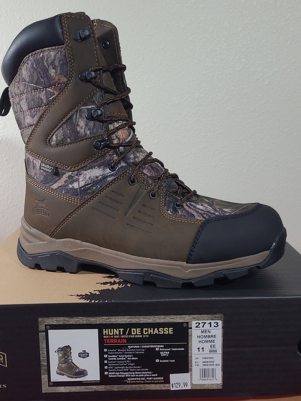 Irish Setter Terrain Waterproof Ultra Dry Brown and Black Camo Hunting Boot